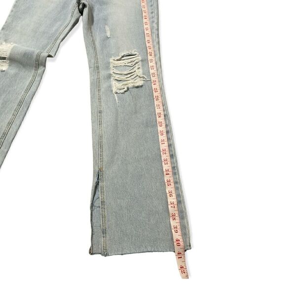 Anthropology Avec Les Filles Ripped Wide Leg Split Hem Distressed Jeans Size 28 - Picture 4 of 12